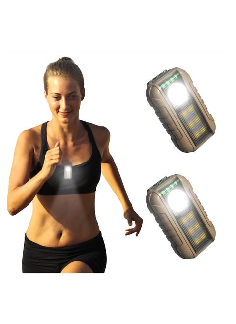 Running Lights, 2 Packs LED Rechargeable Headlamp with 5 Modes & Motion Sensor, 70° Tilt, 800mAh Hands Free Flashlight, Clip On Running Lights for Camping Hiking Running Jogging