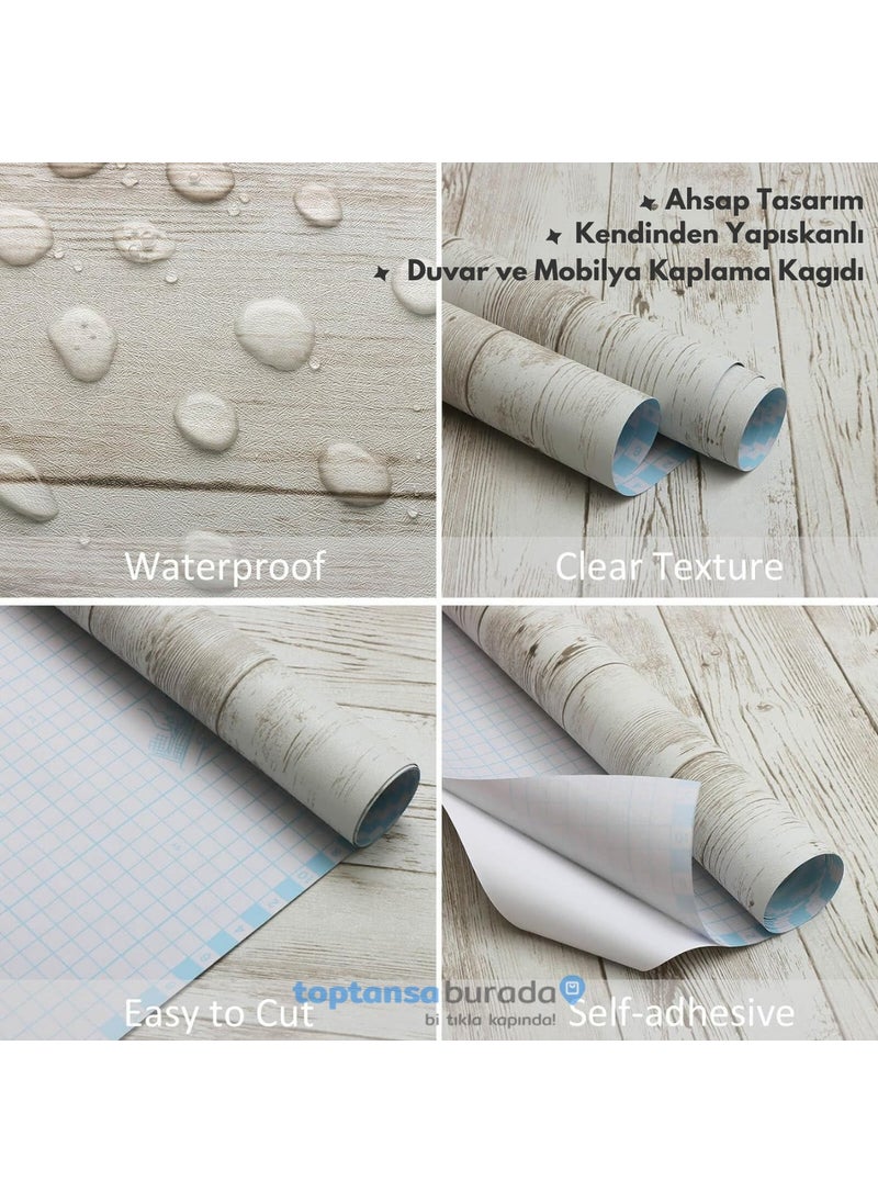 Technosmart 45CM×500CM Self Adhesive Wood Look Covering Paper Kitchen Cabinet Table Wall  - Image 4