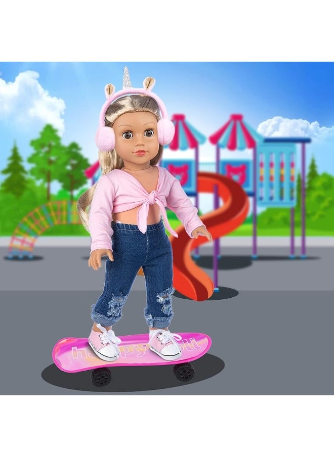 ZITA ELEMENT ZITA ELEMENT 18 Inch Girl Doll Scooter Skateboard Clothes and Accessories  18 Inch Doll Clothes Set Sport Shoes Scooter and Other Outdoor Sport Stuff  - Image 4