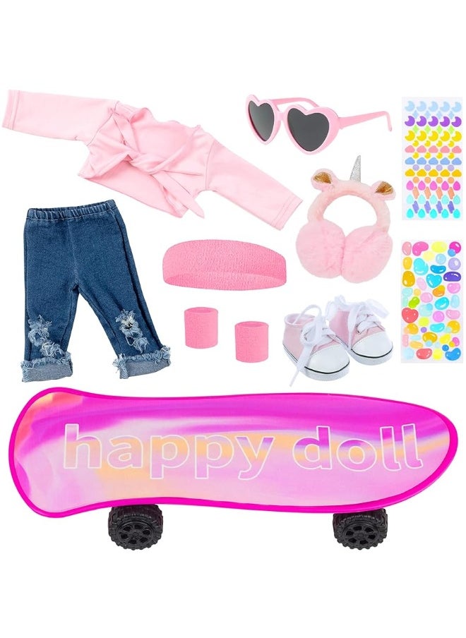 ZITA ELEMENT ZITA ELEMENT 18 Inch Girl Doll Scooter Skateboard Clothes and Accessories  18 Inch Doll Clothes Set Sport Shoes Scooter and Other Outdoor Sport Stuff  - Image 5