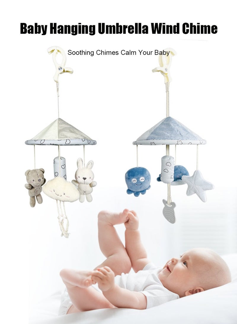 لعب على شكل مظلة عربة الطفل, لعب مقعد السيارة, لعبة البانسر / الهاتف المحمول مع موسيقى جينجل, لعب معلقة الطفل القابلة للتعديل مناسبة لسرير سرير الأطفال, عربة الطفل, مقعد السيارة (الأزرق) - Image 1