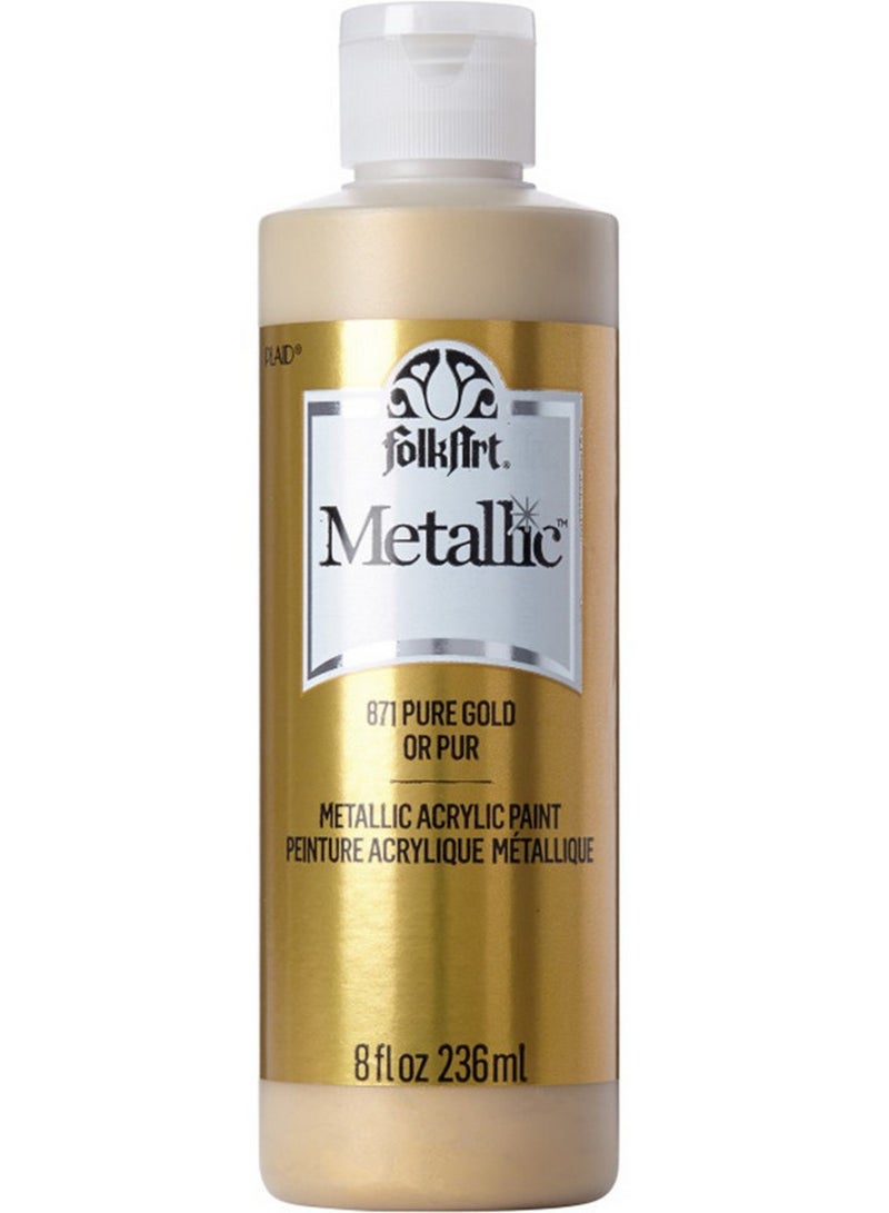 PLAID Folkart Acrylic Paint Metallic 871 Pure Gold 236 ML - Image 1