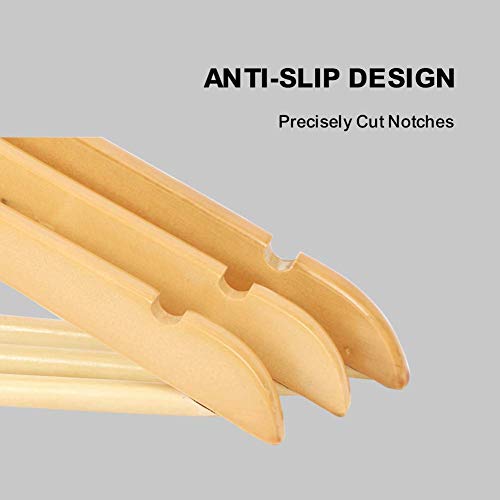 ZEPOLI - Wooden Suit Hangers - Premium Wood with Notches & Chrome Swivel Hook for Dress Clothes, Coats, Jackets (24 Pack, Beige) - Image 2