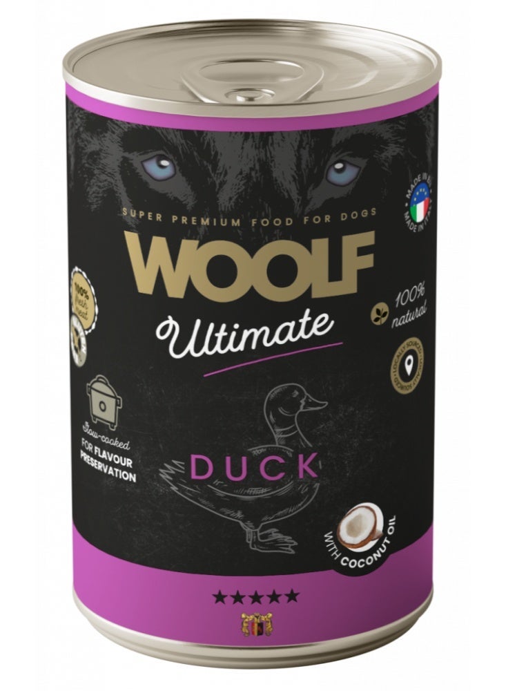 وولف طعام الكلاب المعلب من وولف ألتيميت - بط مع زيت جوز الهند (3 علب) 400 غرام - Image 2