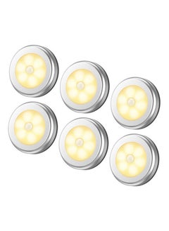 Y&D 6-Pieces Cordless Battery-Powered LED Night Motion Sensor Light Yellow 8x8x2cm  - Image 1