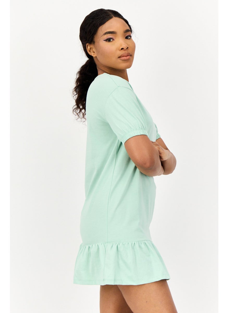 ONLY Women Solid Mini Dress, Mint Green  - Image 4