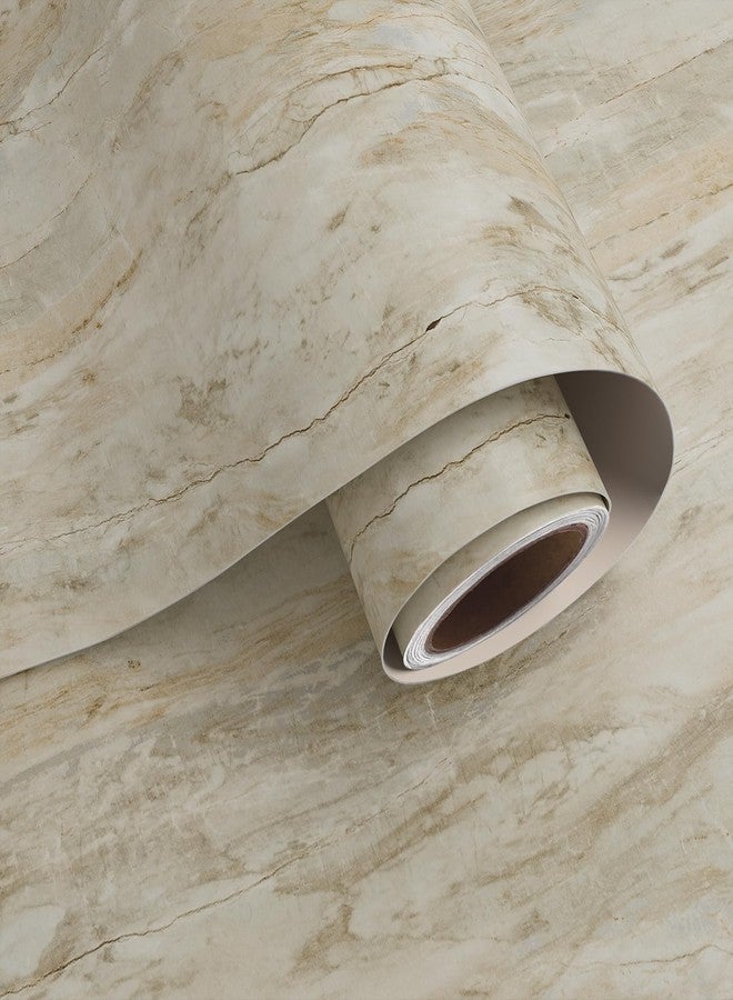 VaryPaper 15.7" x 315" Beige Slate Marble Wallpaper Peel and Stick Countertops Marble Contact Paper Waterproof Self Adhesive Kitchen Vinyl Wrap for Cabinets Removable Granite Wall Paper for Bedroom - Image 1