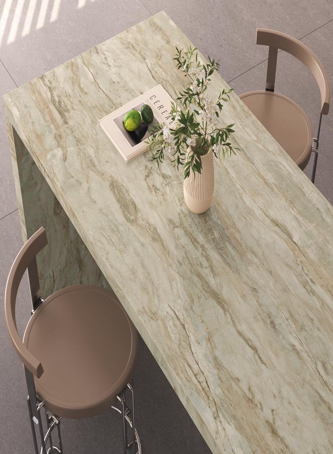 VaryPaper 15.7" x 315" Beige Slate Marble Wallpaper Peel and Stick Countertops Marble Contact Paper Waterproof Self Adhesive Kitchen Vinyl Wrap for Cabinets Removable Granite Wall Paper for Bedroom - Image 2