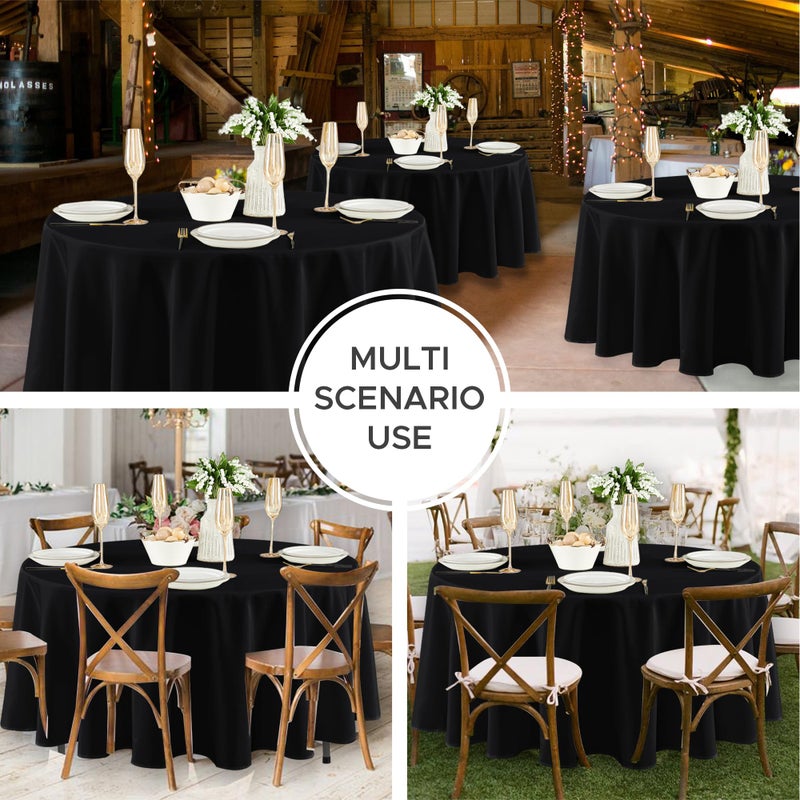 Fitable 8 Pack Round Tablecloths: Stain Resistant Wrinkle Free Circle Table Clothes, Washable Reusable Polyester Table Covers for Wedding Party Birthday Banquet Reception(Black, 84 Inch) - Image 5