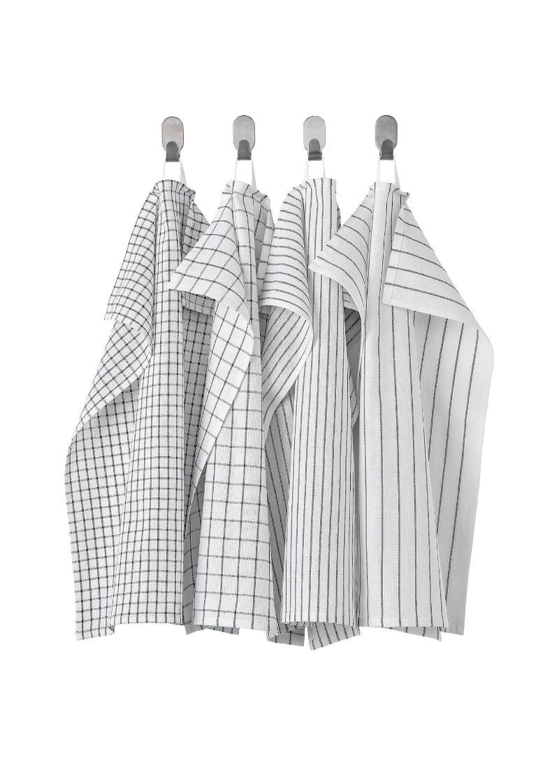 Tea Towel White Dark Grey Patterned 45X60Cm