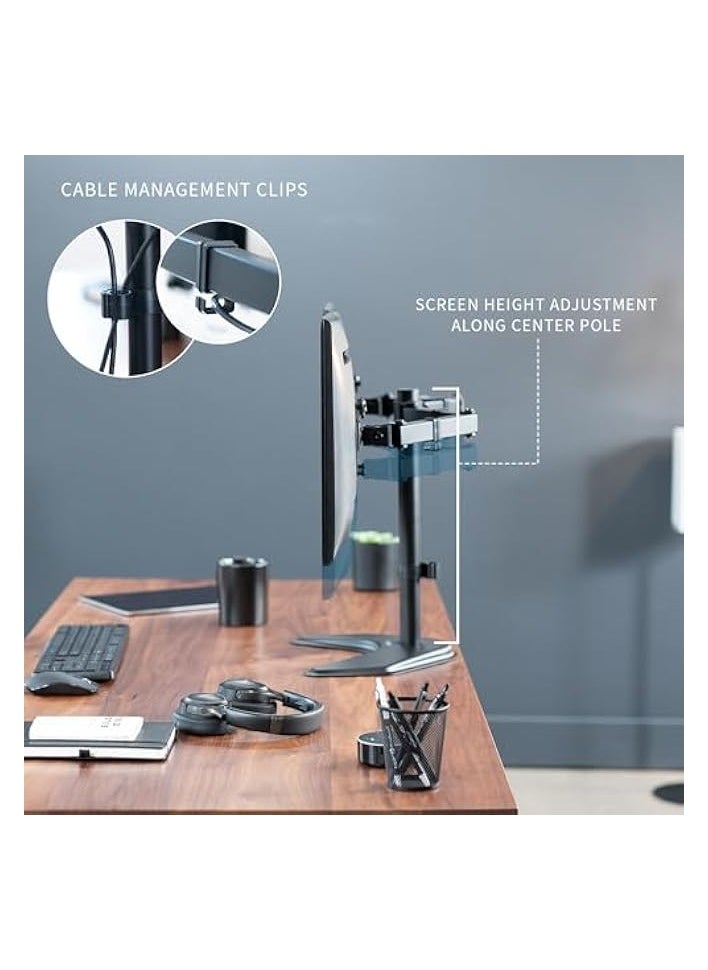 erorex - Dual LED LCD Monitor Free-Standing Desk Stand for 2 Screens up to 27 Inch Heavy-Duty Fully Adjustable Arms with Max VESA 100x100mm - Image 1