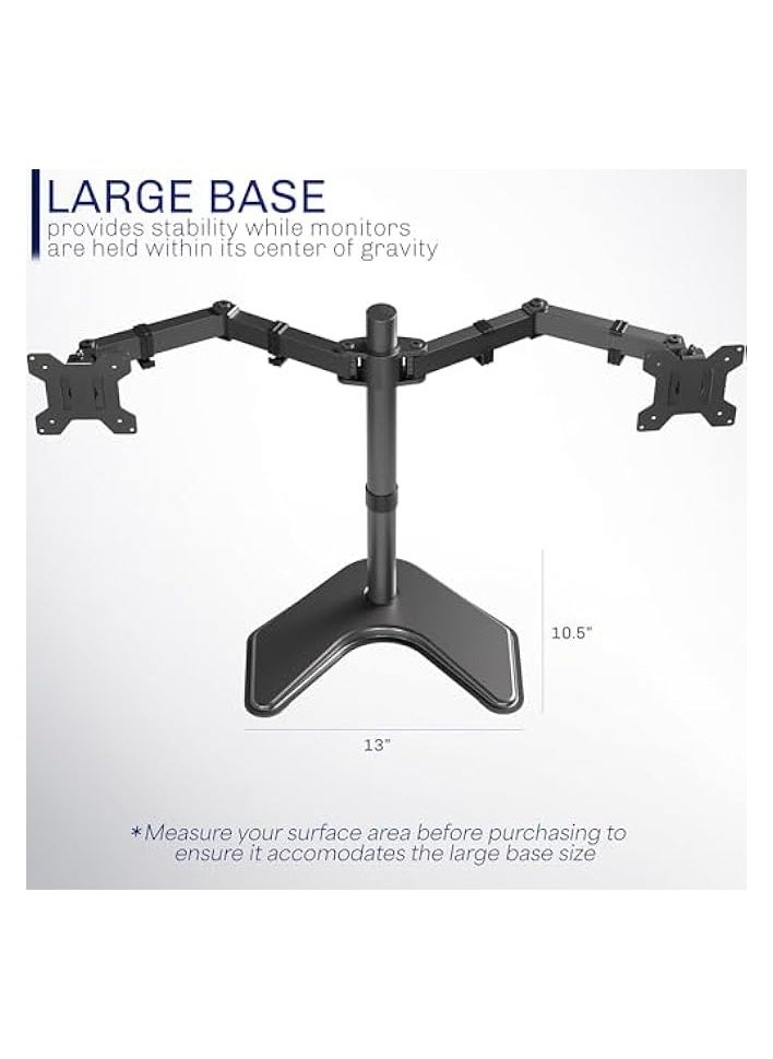 erorex - Dual LED LCD Monitor Free-Standing Desk Stand for 2 Screens up to 27 Inch Heavy-Duty Fully Adjustable Arms with Max VESA 100x100mm - Image 1