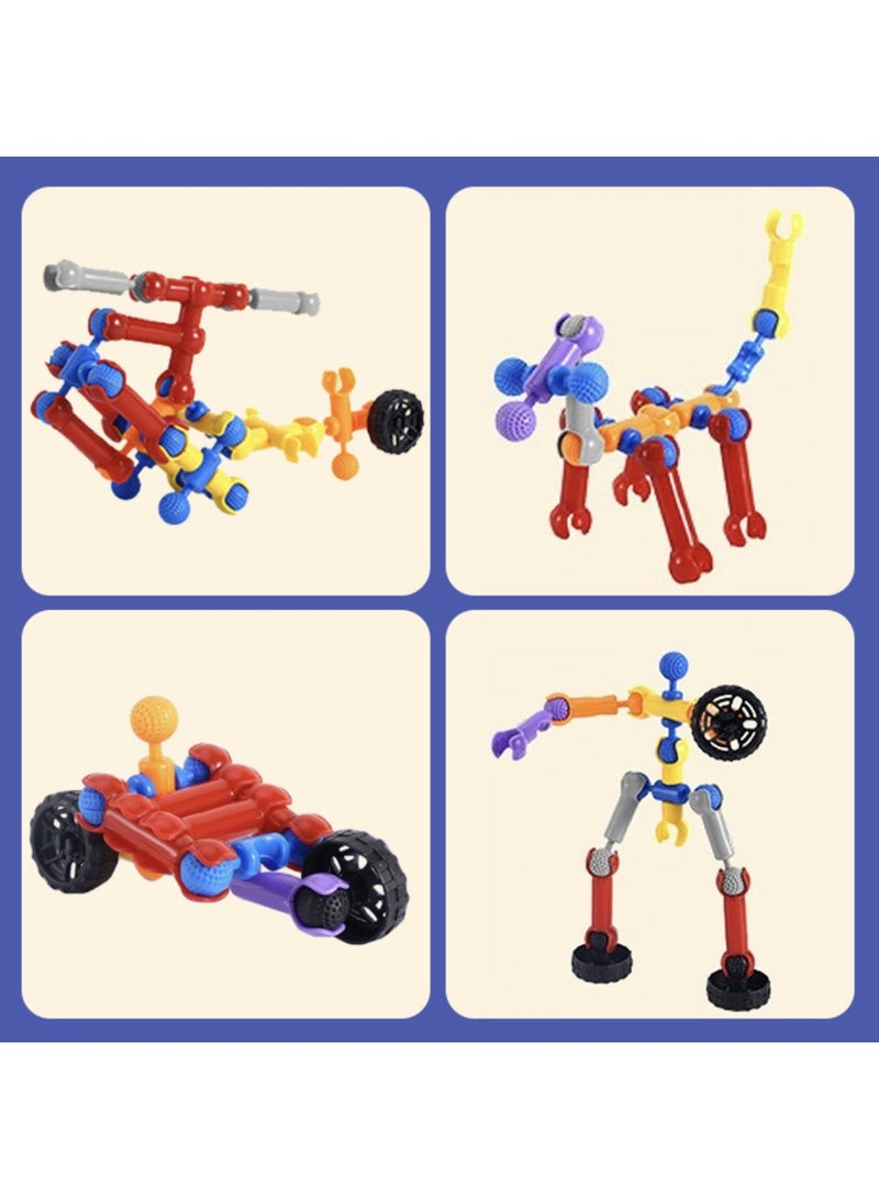 Kids Building Kit Toys, 135 Piece Building Blocks, Learning Educational Toys, DIY Engineering Toys, Creative Games for Boys and Girls Aged 3-10, Kids Educational Learning Games with Large Storage Box, Best Gift, Fun Activity - Image 2