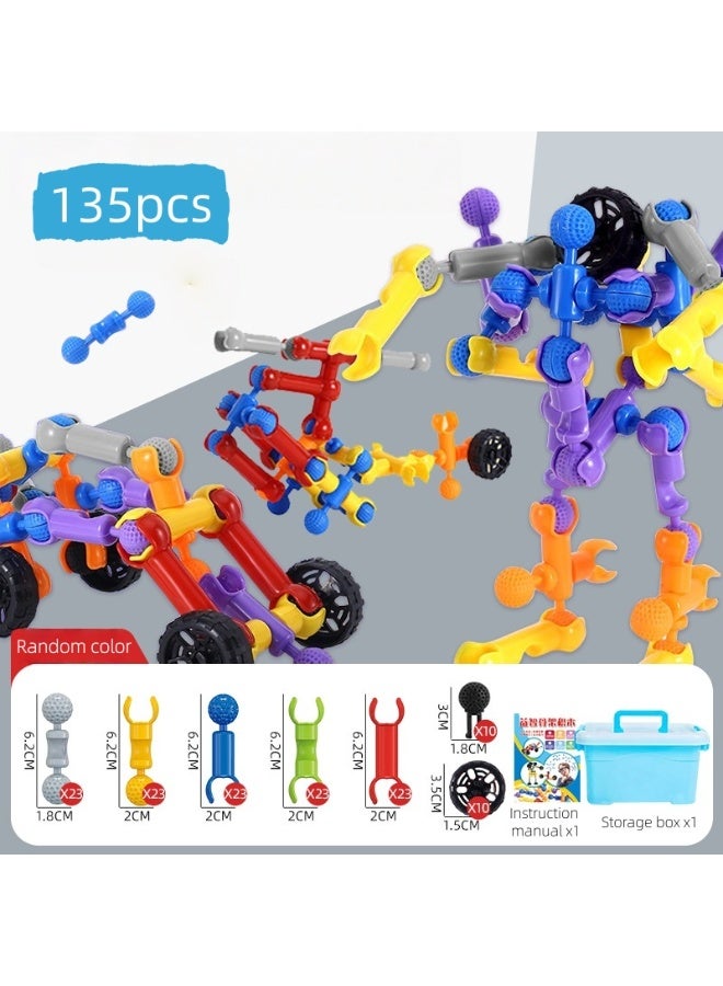 Kids Building Kit Toys, 135 Piece Building Blocks, Learning Educational Toys, DIY Engineering Toys, Creative Games for Boys and Girls Aged 3-10, Kids Educational Learning Games with Large Storage Box, Best Gift, Fun Activity - Image 4