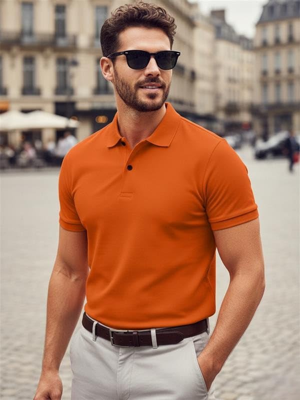 LEOTUDE Men's Regular Fit Polo Matty Combo T-Shirt for Man (P999_Ornge_P_Multy_CLR_3XL) - Image 4
