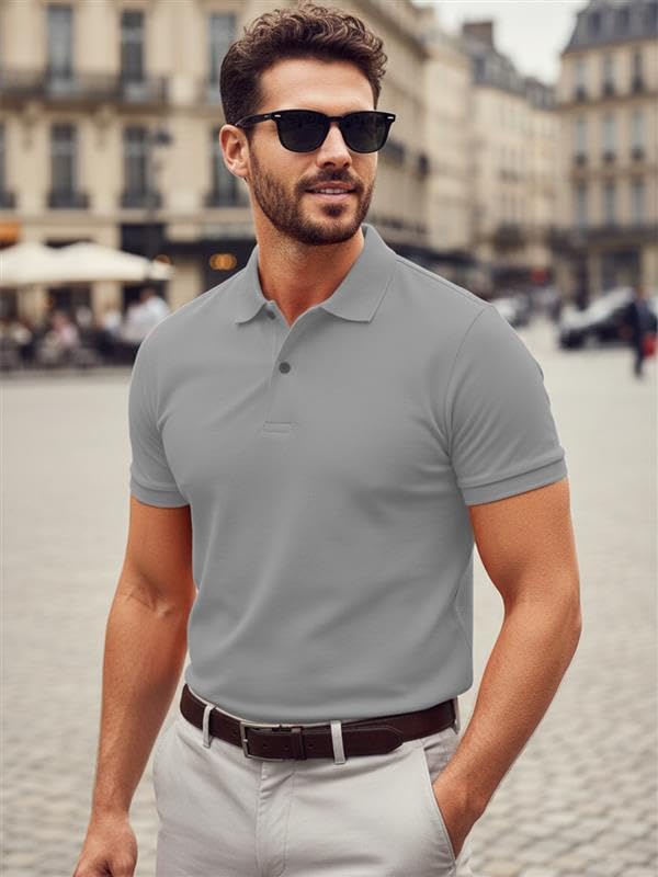 LEOTUDE Men's Regular Fit Polo Matty Combo T-Shirt for Man (P999_Ornge_P_Multy_CLR_3XL) - Image 3