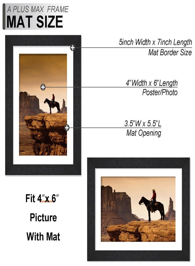 A PLUS MAX 5x7 Picture Frame, Engineered Wood Frame Display Photo 4x6 with Mat or 5 x 7 without Mat, 5 by 7 Frame with Black Wood Grain for Wall - 1 Pack/Black/5"x7" - Image 4