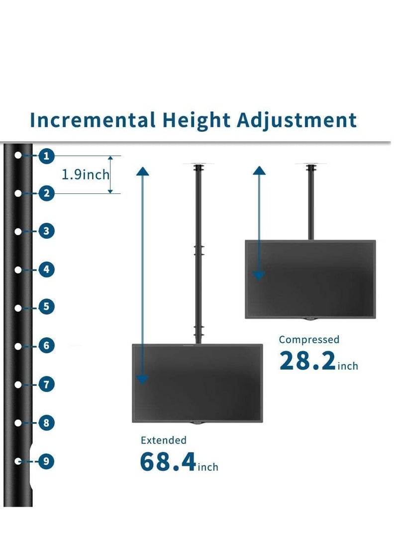 Audiovan Adjustable Clear LED TV Stand, Wall Mounted Bracket for LED and 4K LCD TVs, Suitable for 32-70 Inch Flat Screen, Adjustable Height, Tilt and Swivel