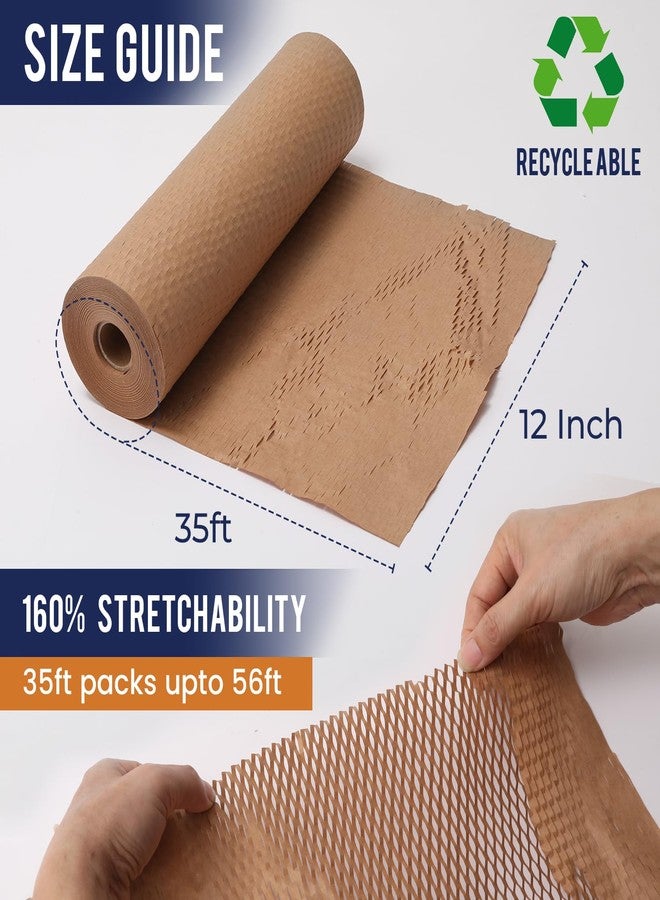 HEXAWRAP Honeycomb Packing Paper 12" x 35ft with Rope & 20 Fragile Stickers|Shipping & Moving Supplies|Small Business Packaging Supplies|Eco Friendly Bubble Wrap Packing Boxes for Moving - Image 2