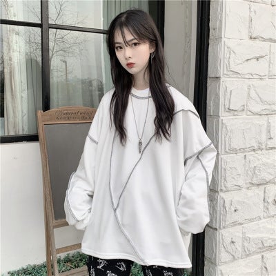 2024 Korean Autumn Thin Round Neck Sweatshirt for Women Black  - Image 2