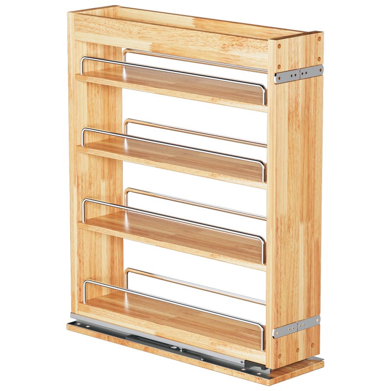 OCG 4-Tier Pull Out Kitchen Cabinet Spice Rack Holder Shelves (5" W x 22" D), spice organization for cabinet Storage Organization, pull out spice racks for inside cabinets - Image 1