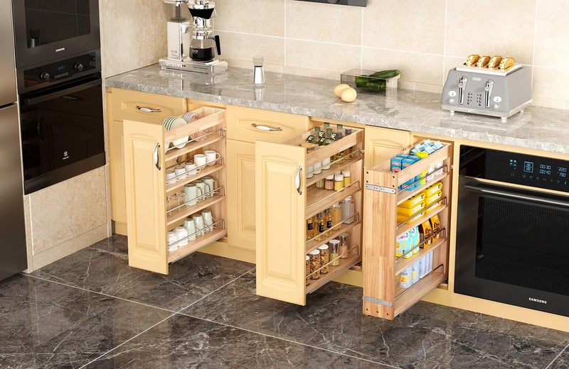 OCG 4-Tier Pull Out Kitchen Cabinet Spice Rack Holder Shelves (5" W x 22" D), spice organization for cabinet Storage Organization, pull out spice racks for inside cabinets - Image 5