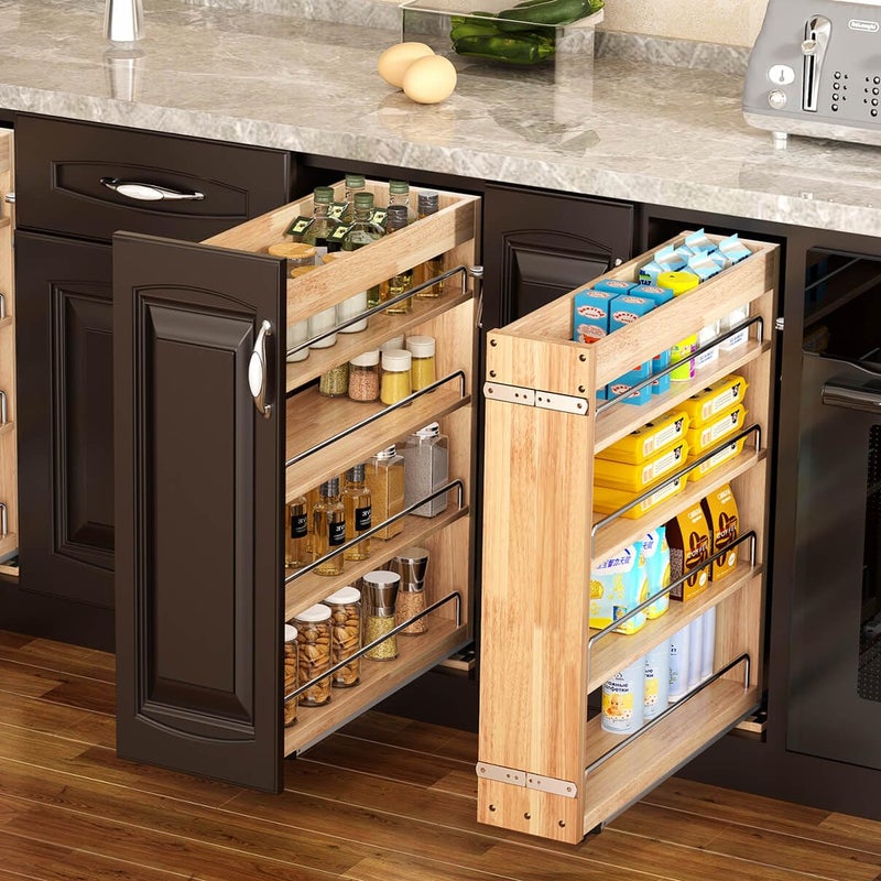 OCG 4-Tier Pull Out Kitchen Cabinet Spice Rack Holder Shelves (5" W x 22" D), spice organization for cabinet Storage Organization, pull out spice racks for inside cabinets - Image 3
