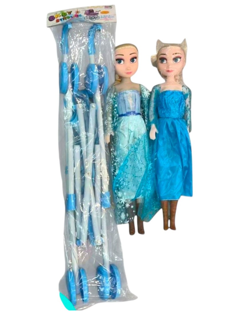 Elsa doll with Stroller For Girl