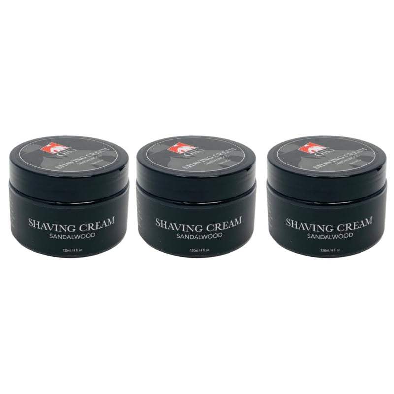 GBS Sandalwood Shaving Cream for Sensitive Skin Hydrates Nourishes for Close Smooth Shave Protects Skin from Cuts Bumps Redness and Irritation Pack of 3