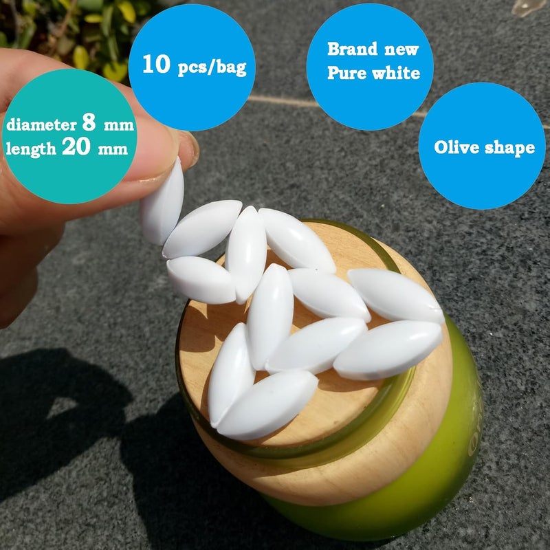 BBTCTY PTFE Magnetic Stirrer Mixer Stir Bars White Color,Olive Shape, (Diameter 8mm,Length 20mm),Pack of 10pcs - Image 2