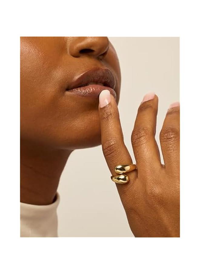 14K Gold Plated Chunky Open Twist Stackable Rings for Women | Bold Crossover Statement Ring Band - Image 2