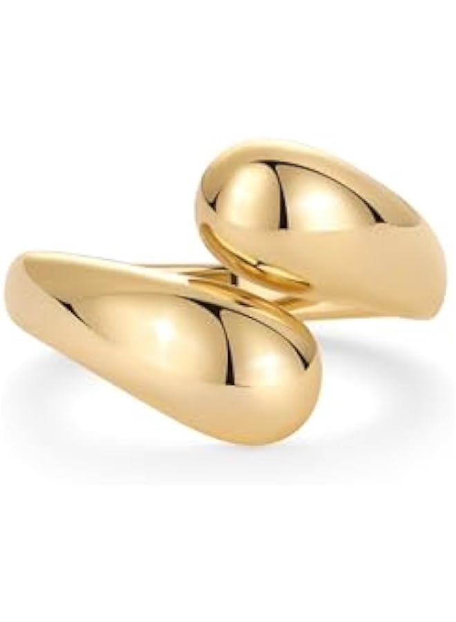 14K Gold Plated Chunky Open Twist Stackable Rings for Women | Bold Crossover Statement Ring Band - Image 3