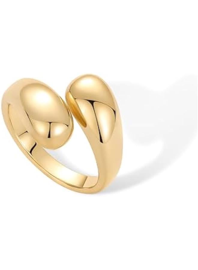 14K Gold Plated Chunky Open Twist Stackable Rings for Women | Bold Crossover Statement Ring Band - Image 5