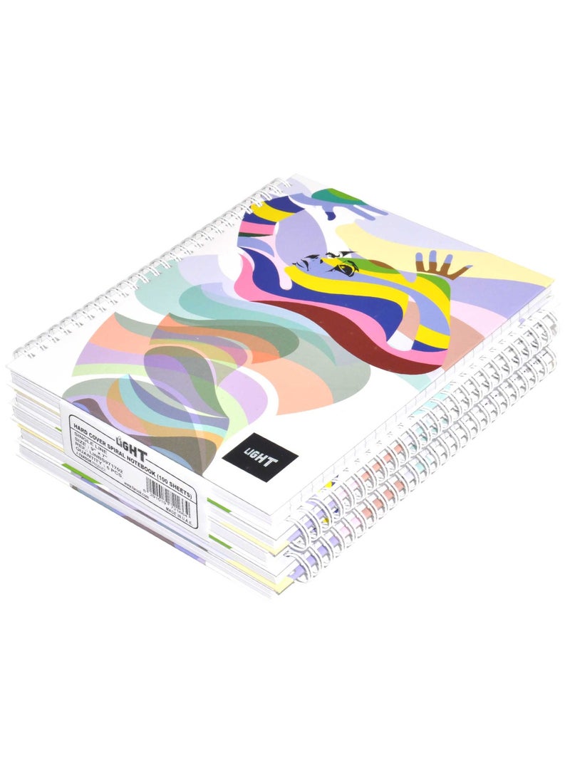 FIS LIGHT Pack of 5  Spiral Hard Cover Notebook, Single Line, 9X7 Inches (22.86 X 20.32 CM) 100 Sheets -LINBS971702 - Image 1