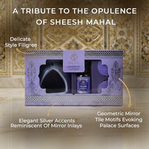 EKAM 2025–26 Festive Fragrance Gift Set Box| Aroma Oil Warmer Set | Lavender | Inspired by Sheesh Mahal | Perfect for Festivals, Celebrations, Gifting, Wedding, Home Décor - Image 4