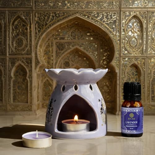 EKAM 2025–26 Festive Fragrance Gift Set Box| Aroma Oil Warmer Set | Lavender | Inspired by Sheesh Mahal | Perfect for Festivals, Celebrations, Gifting, Wedding, Home Décor - Image 1