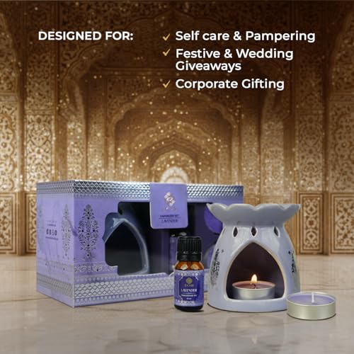 EKAM 2025–26 Festive Fragrance Gift Set Box| Aroma Oil Warmer Set | Lavender | Inspired by Sheesh Mahal | Perfect for Festivals, Celebrations, Gifting, Wedding, Home Décor - Image 3