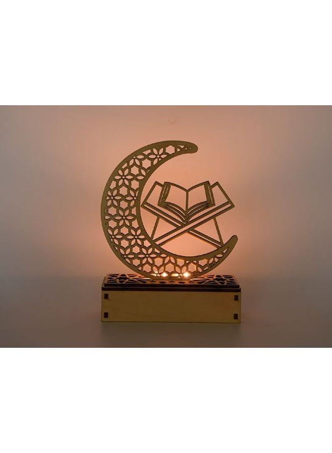 Holy Quran Wooden Led Candles Light Brown 16x6x21cm - Image 1