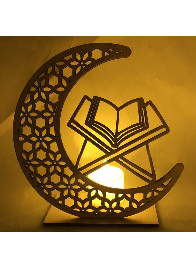 Holy Quran Wooden Led Candles Light Brown 16x6x21cm - Image 2