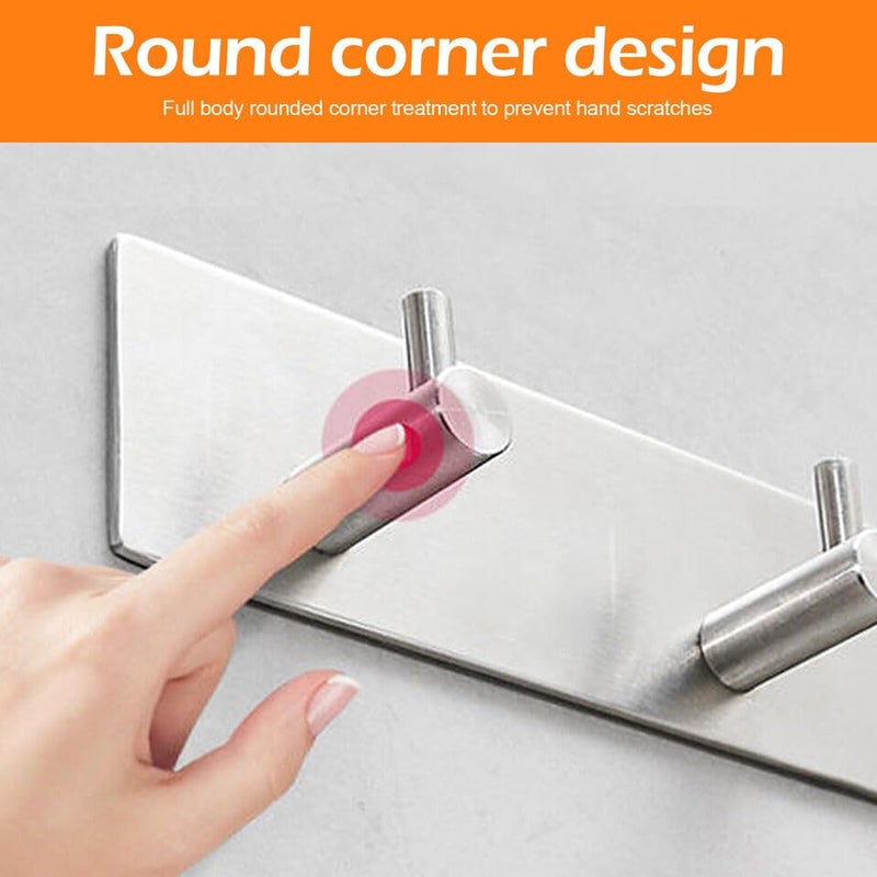 DLEST Hooks for Wall Without Drilling Heavy Duty Stainless Steel Waterproof Shower Stick on Hooks for Hanging Coat Hat Towel for Kitchens Bathrooms Offices No Drill Needed - Image 5