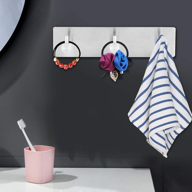 DLEST Hooks for Wall Without Drilling Heavy Duty Stainless Steel Waterproof Shower Stick on Hooks for Hanging Coat Hat Towel for Kitchens Bathrooms Offices No Drill Needed - Image 2