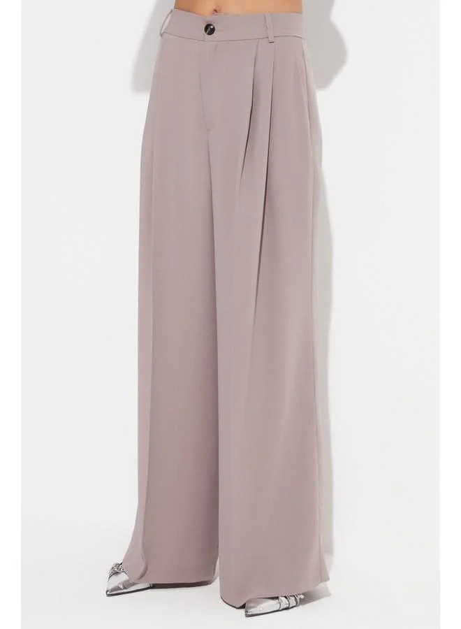JUNE June Exclusive Pleated Detailed Loose Fit Trouser Grey