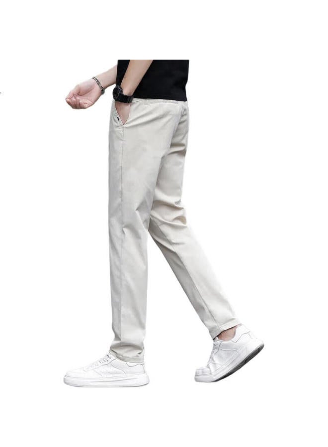 Romon Casual Pants For Men, Summer Trousers, Slim Fit, Ice Silk Straight-Leg, Versatile, Thin Long Pants For Men - Image 3