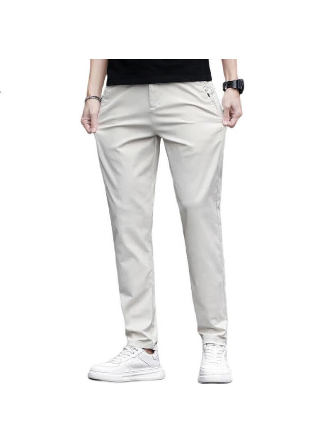 Romon Casual Pants For Men, Summer Trousers, Slim Fit, Ice Silk Straight-Leg, Versatile, Thin Long Pants For Men - Image 1