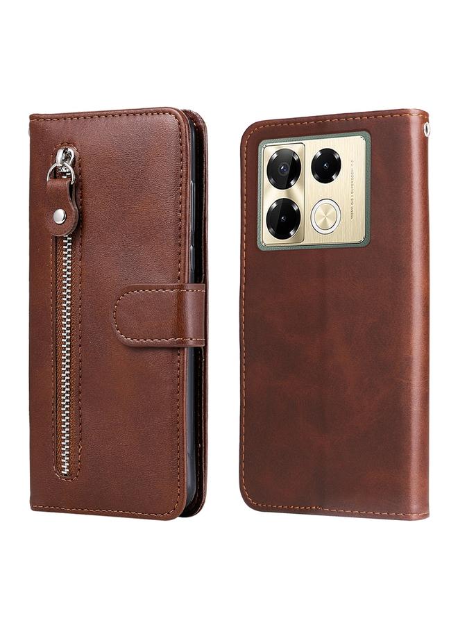 زبون جراب لهاتف Infinix Note 40 Pro 4G / 5G / Note 40 Pro+ جراب هاتف أنيق من جلد العجل بسحاب - Image 1