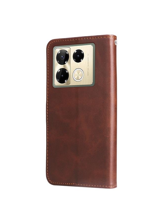 زبون جراب لهاتف Infinix Note 40 Pro 4G / 5G / Note 40 Pro+ جراب هاتف أنيق من جلد العجل بسحاب - Image 3