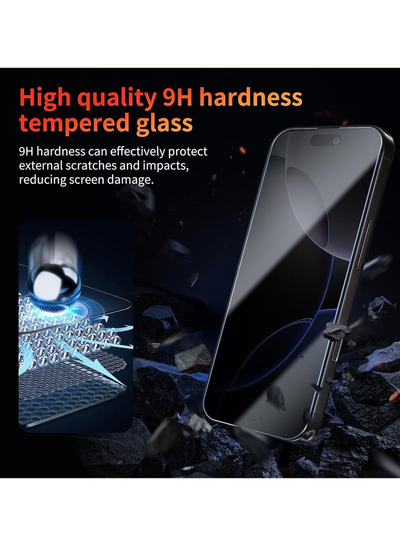 Pack of 2 Privacy Screen Protectors for iPhone 16 Pro Max with 2 Camera Protection, Anti-Spy Screen Protector Camera Protection Film Privacy Film, 9H Hardness, Anti-Scratch, Bubble-Free  - Image 4