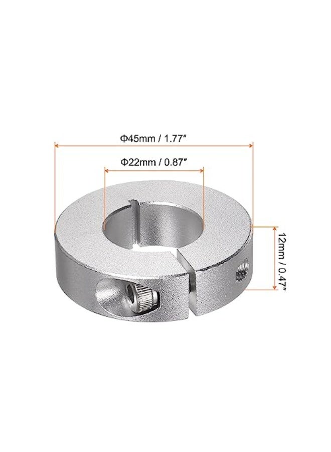 HARFINGTON 4pcs Shaft Collar 22mm Bore Aluminum Alloy Set Screw Split Clamp-On Collars, 45mm OD, 12mm Width, for Wheel Barrow Axle, Gearbox Assemblies, Machine Tools, Industry, Anodization - Image 2
