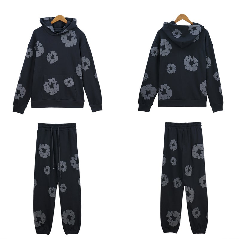 Euro-American Hoodie Set Cotton Casual Couple 56408155 black gray 