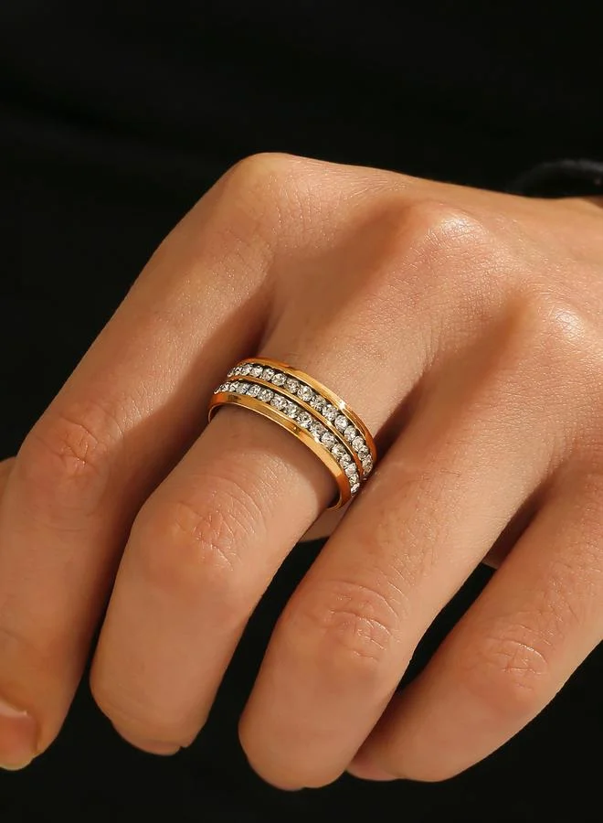 تايك تو Take Two Embellished Stainless Steel Ring